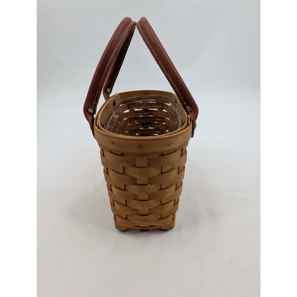 Longaberger Small Boardwalk Basket Purse Signed 2003 AM With Plastic Protector